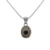 Dije Halo de Ónix - Plata y Oro - Ónix y Zirconia-CP5418 Conpiedra