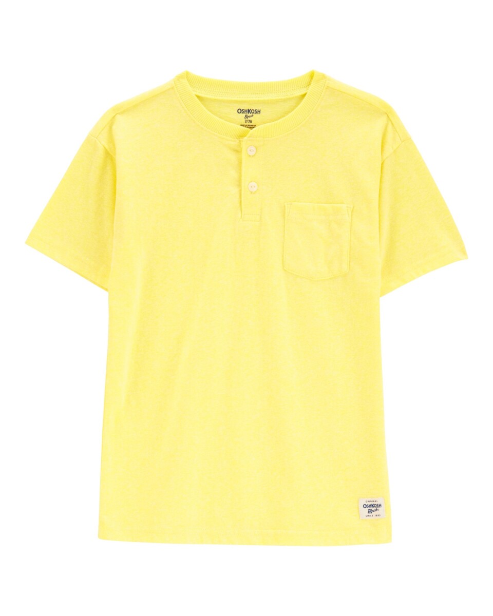 Remera henley de algodón, amarilla 