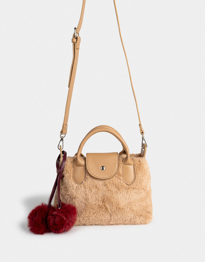 Bandoleras Bandolera Peluche Con Charm - Marron Beige