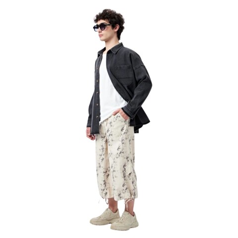 BERMUDA SKATER PRINT XXS-L GRIS CLARO