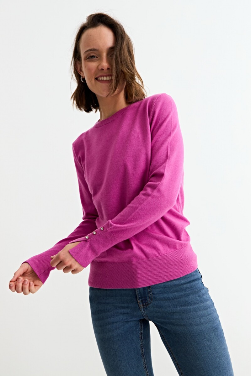 Sweater con detalle en manga ROSADO