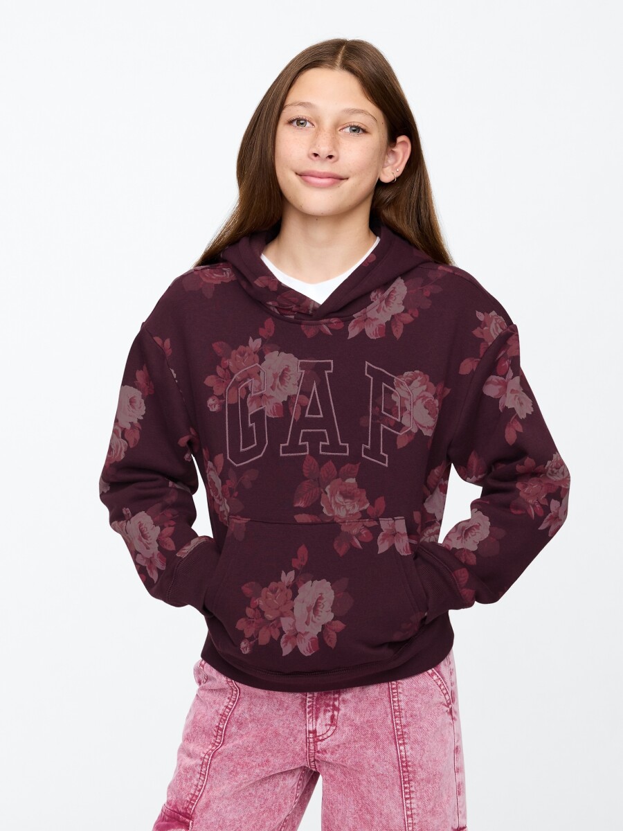 Canguro Logo Gap Con Felpa Niña - Purple Floral 