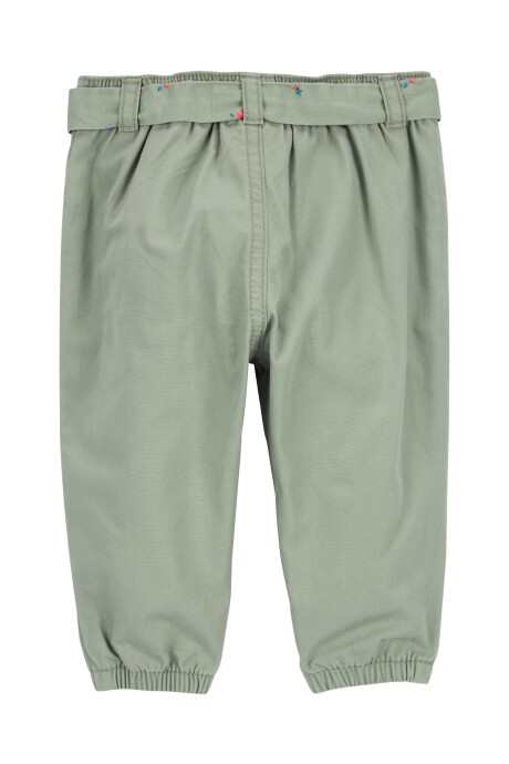 Pantalón de algodón, con cinturón floral Sin color