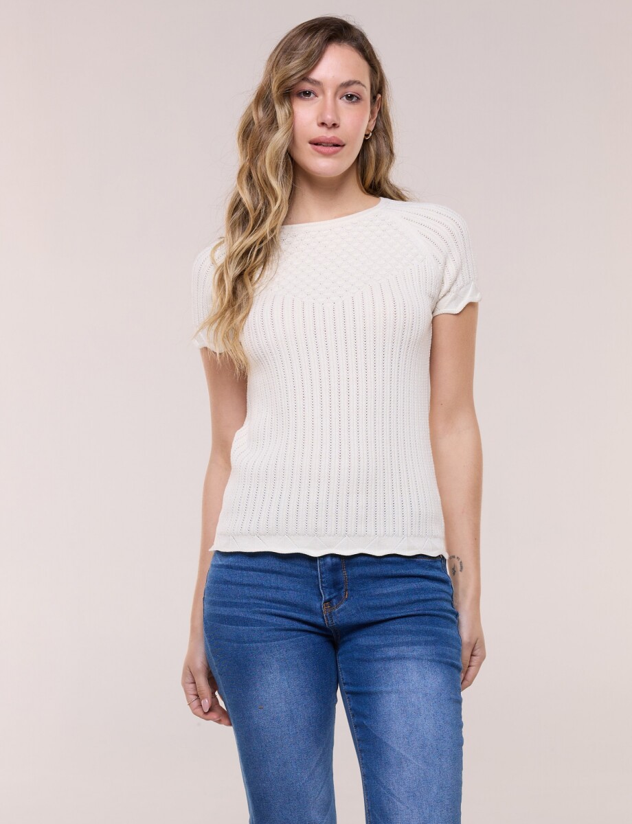 Blusa Tejido Calado - Crudo 