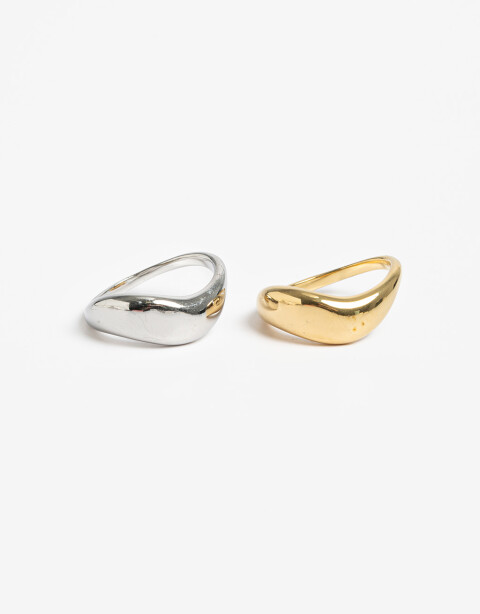 Sets Anillos Metal Set De Anillos Acero - Combinacion Bicolor