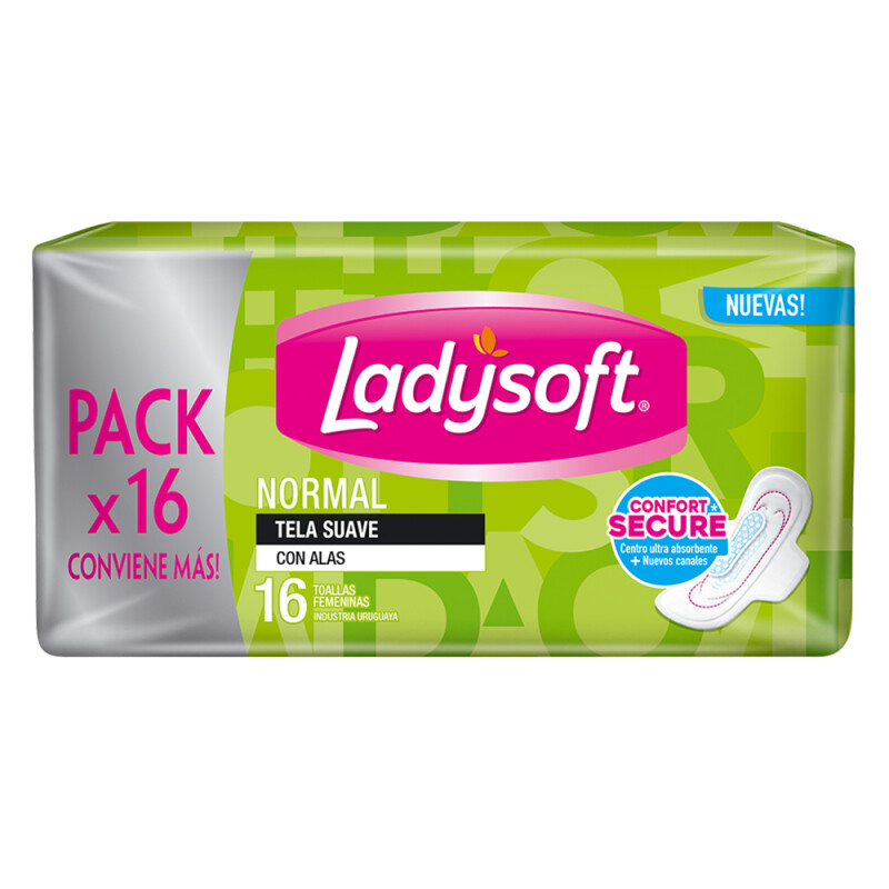 Toallas Femeninas Ladysoft Normal Tela Suave 16 Uds. Toallas Femeninas Ladysoft Normal Tela Suave 16 Uds.