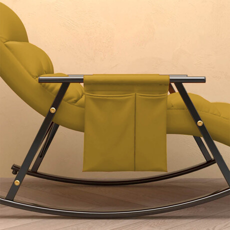 Sillón Reposera Mecedora Respaldo Ajustable Bolsillo Amarillo