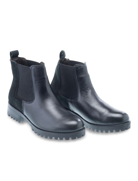 BOTA DE CUERO SIN CORDONES Negro