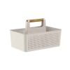 Cesto Organizador con manija de madera Beige