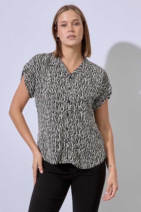 Camisa Animal Print NEGRO/CRUDO