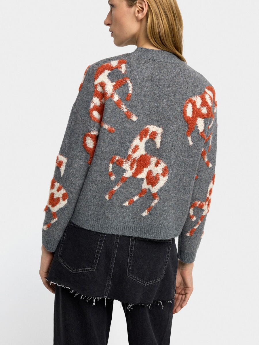Jersey De Punto Jacquard gris