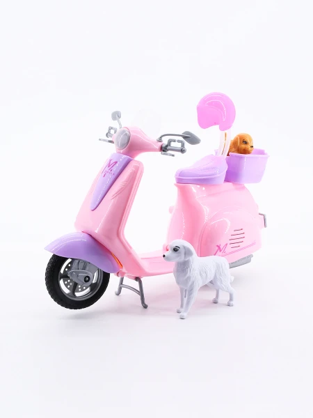 MOTO CON MASCOTA MUÑECA ROSADO