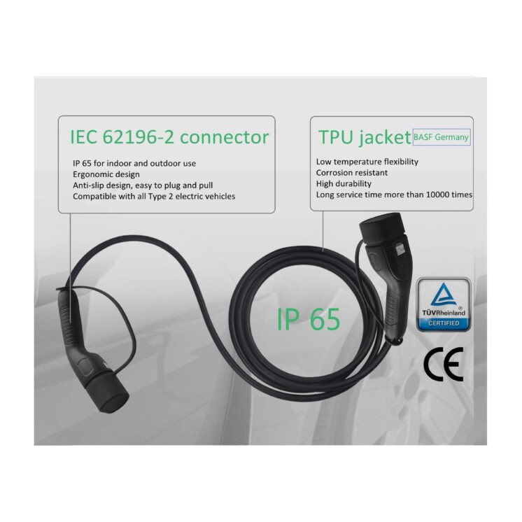 Cable de carga Tipo 2 a Tipo 2 – 11 kW Cable de carga Tipo 2 a Tipo 2 – 11 kW