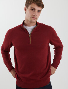 470996 SWEATER MEDIO CIERRE HARRINGTON LABEL Rojo Oscuro