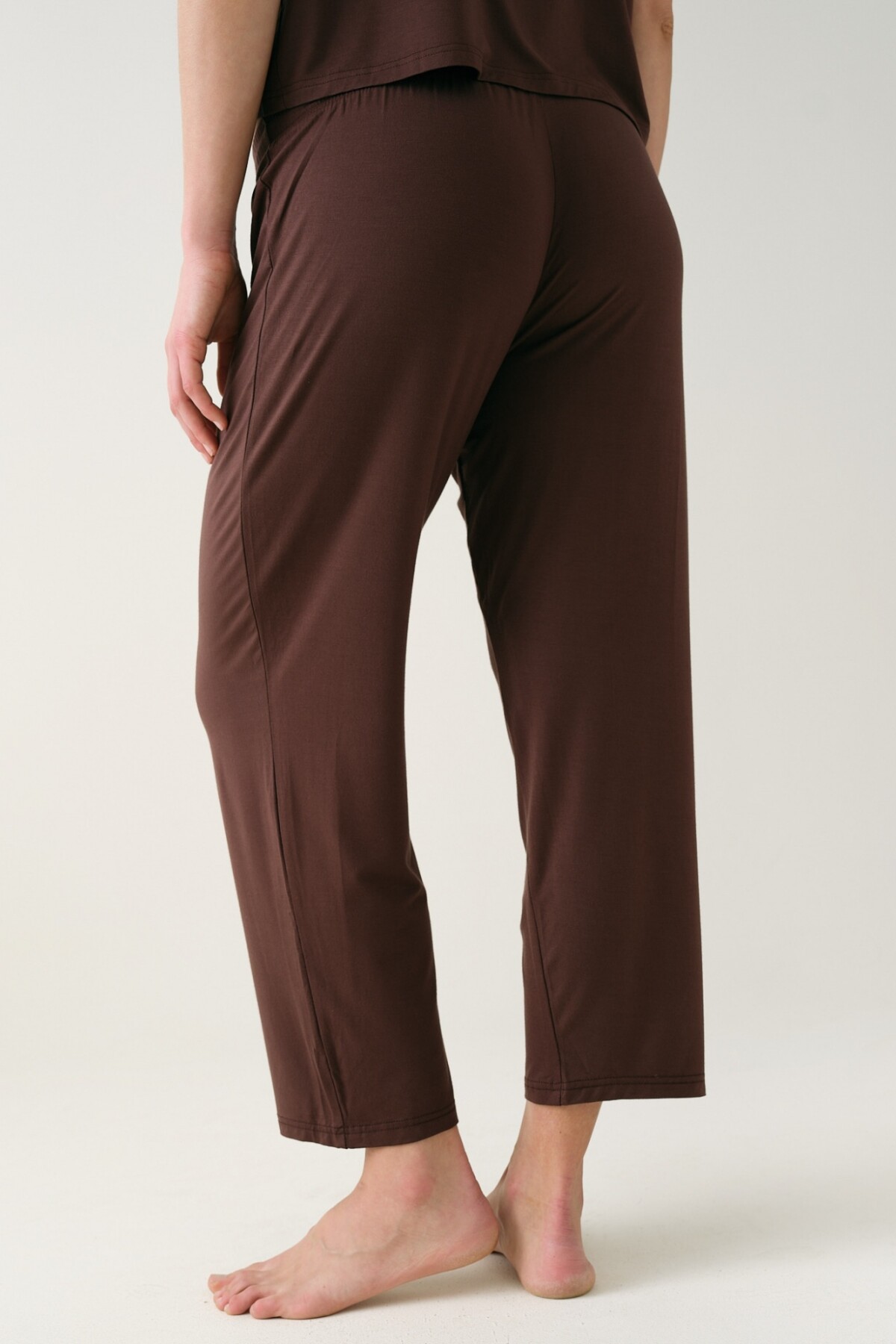 Pantalón Recto Viscosa Marron