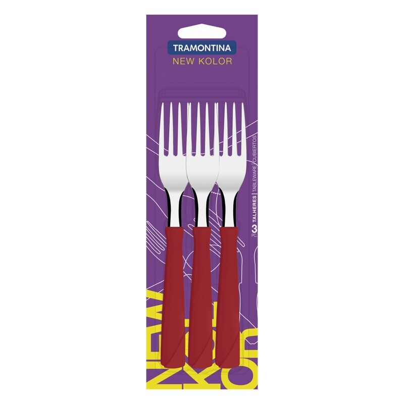 TENEDOR DE MESA NEW KOLOR ROJO X 3uni - TRAMONTINA - 23162/370 TENEDOR DE MESA NEW KOLOR ROJO X 3uni - TRAMONTINA - 23162/370