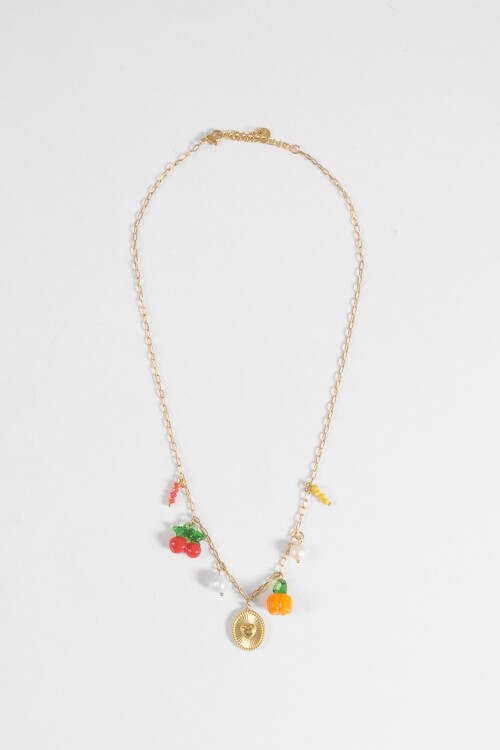 Collar acero multiples dijes dorado