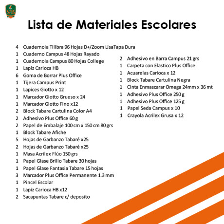 Lista de Materiales Escolares St Brendan's - 1º Escuela Niñas Lista de Materiales Escolares St Brendan's - 1º Escuela Niñas