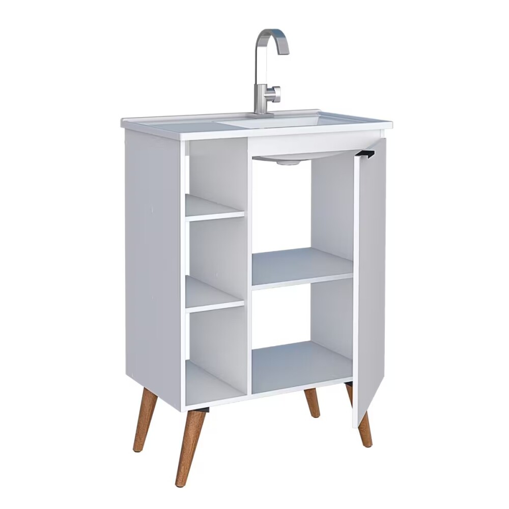 Mueble de baño de pie Hortensia Blanco 62 cm con bacha de resina Mueble De Baño De Pie Hortensia Blanco 62 Cm Con Bacha De Resina