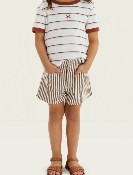 SHORT DE SARGA A RAYAS MULTICOLOR
