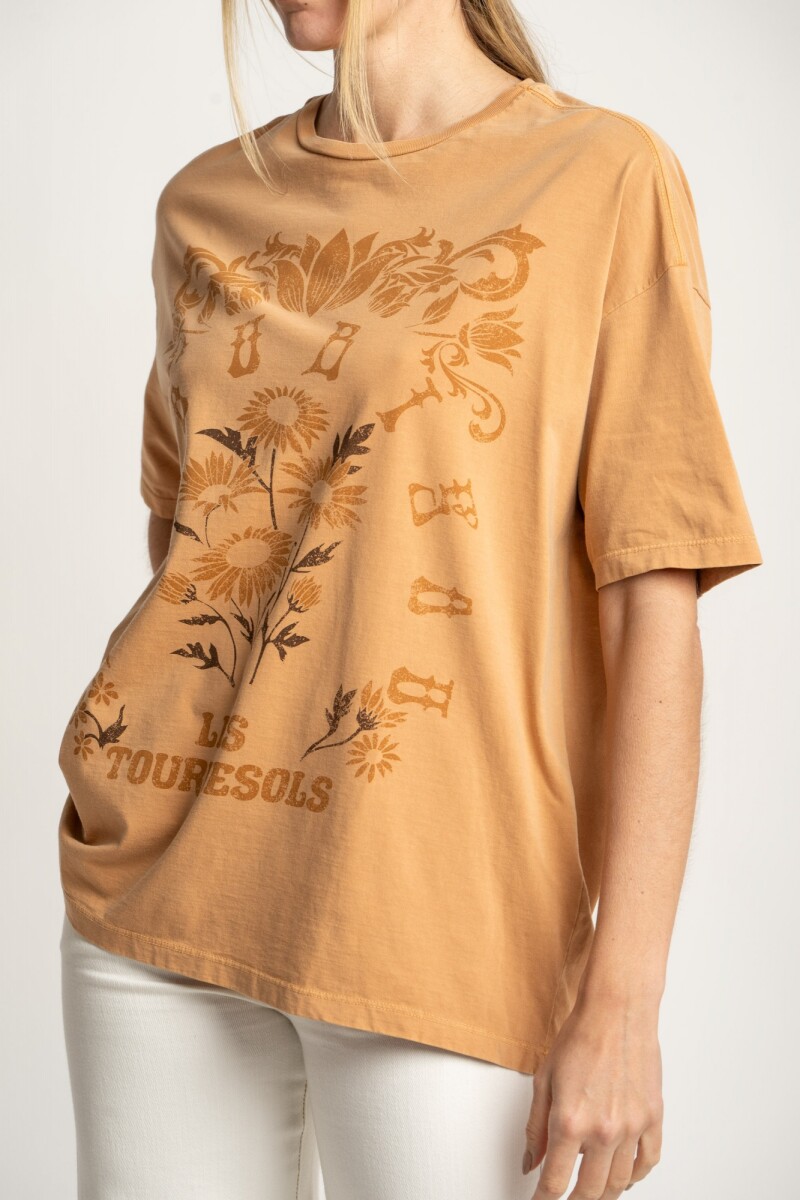 Remera Lavada Print Bisou Mocha