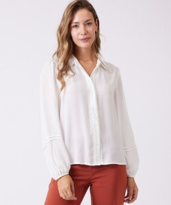 Camisa Gasa & Detalles Encaje CRUDO