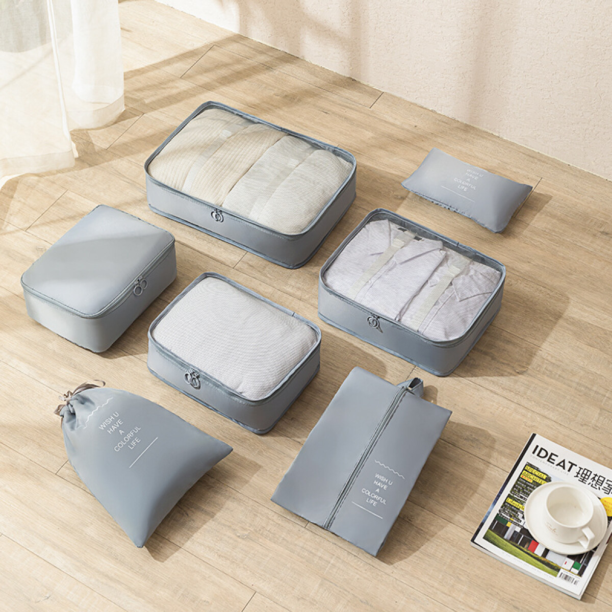 Set 7 bolsas organizadoras equipaje de viaje para valija 