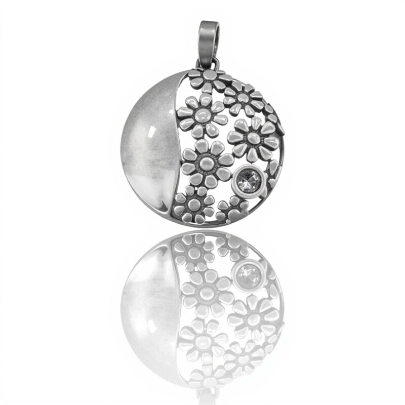 Dije Colgante Flores-Plata 925-Con Piedra Zirconia-CP4442 conpiedra