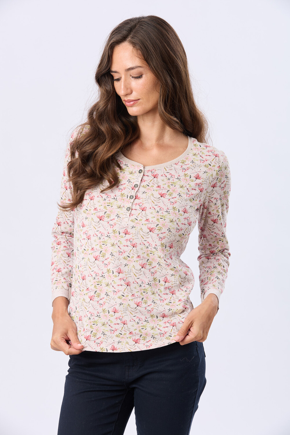 REMERA ESTAMPADA DE ALGODÓN Beige