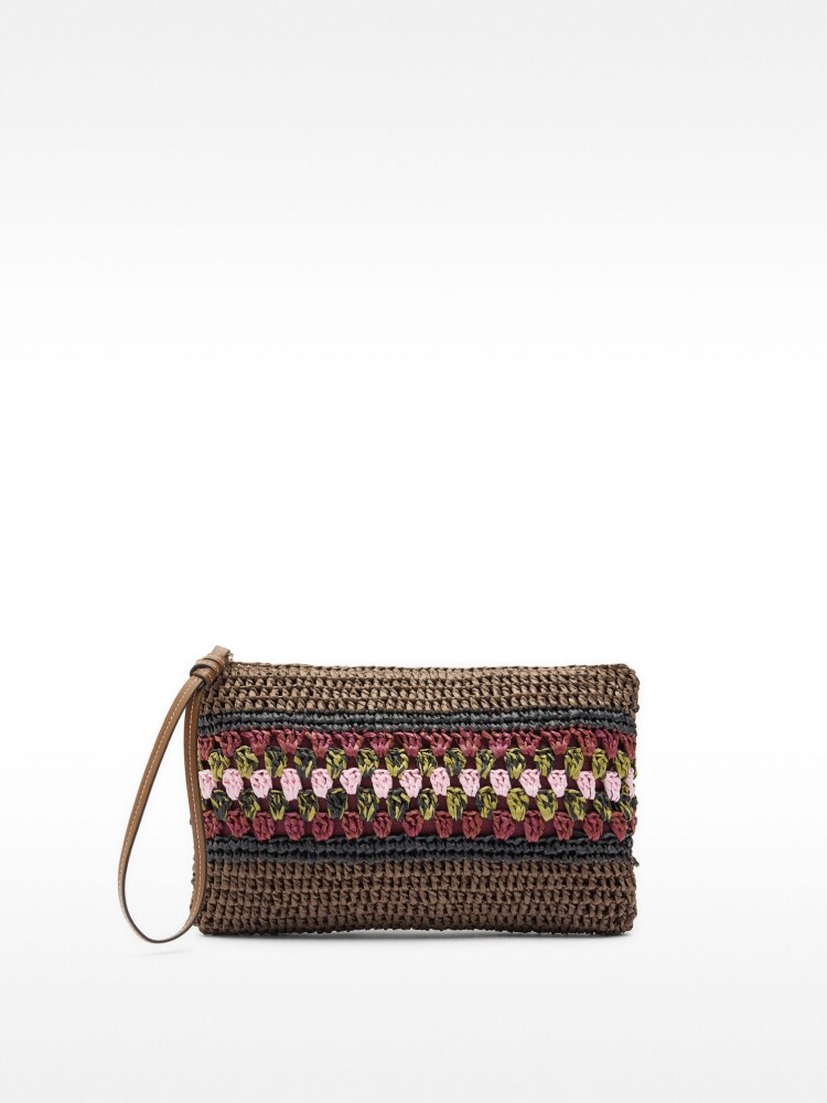 Bolso Sobre Efecto Rafia Con Detalle Trenzado marron