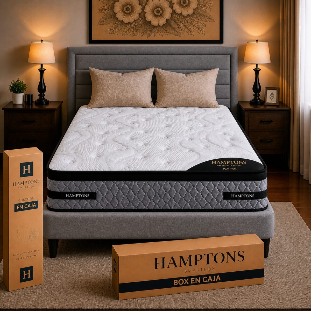 Sommier 2 Plazas Hamptons Platinum - Gris 