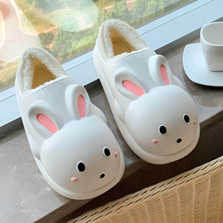 Pantufla Niños Gomón Conejitos Abrigo Invierno Blanco