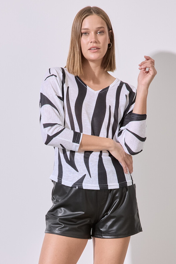 Blusa Tejido Printed BLANCO/NEGRO