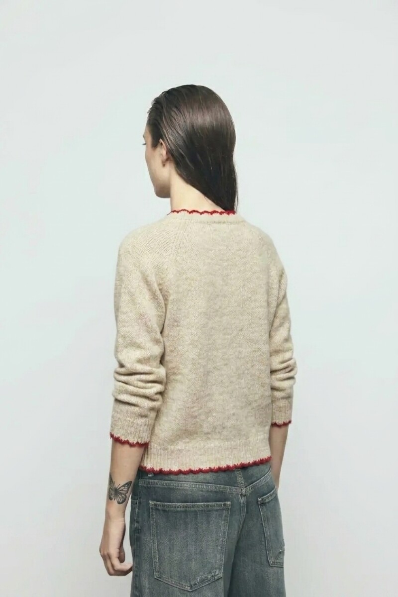 Cardigan con multi botones y pespuntes crudo