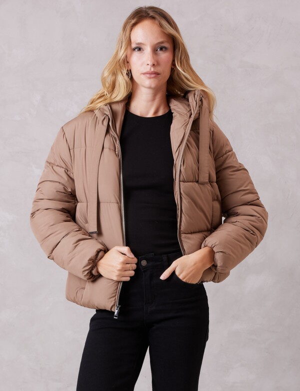 Campera Puffer Capucha TOSTADO