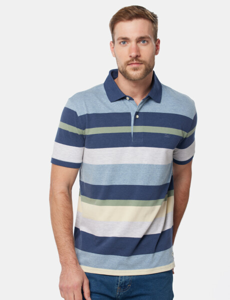 REMERA POLO JERSEY RAYADA Celeste