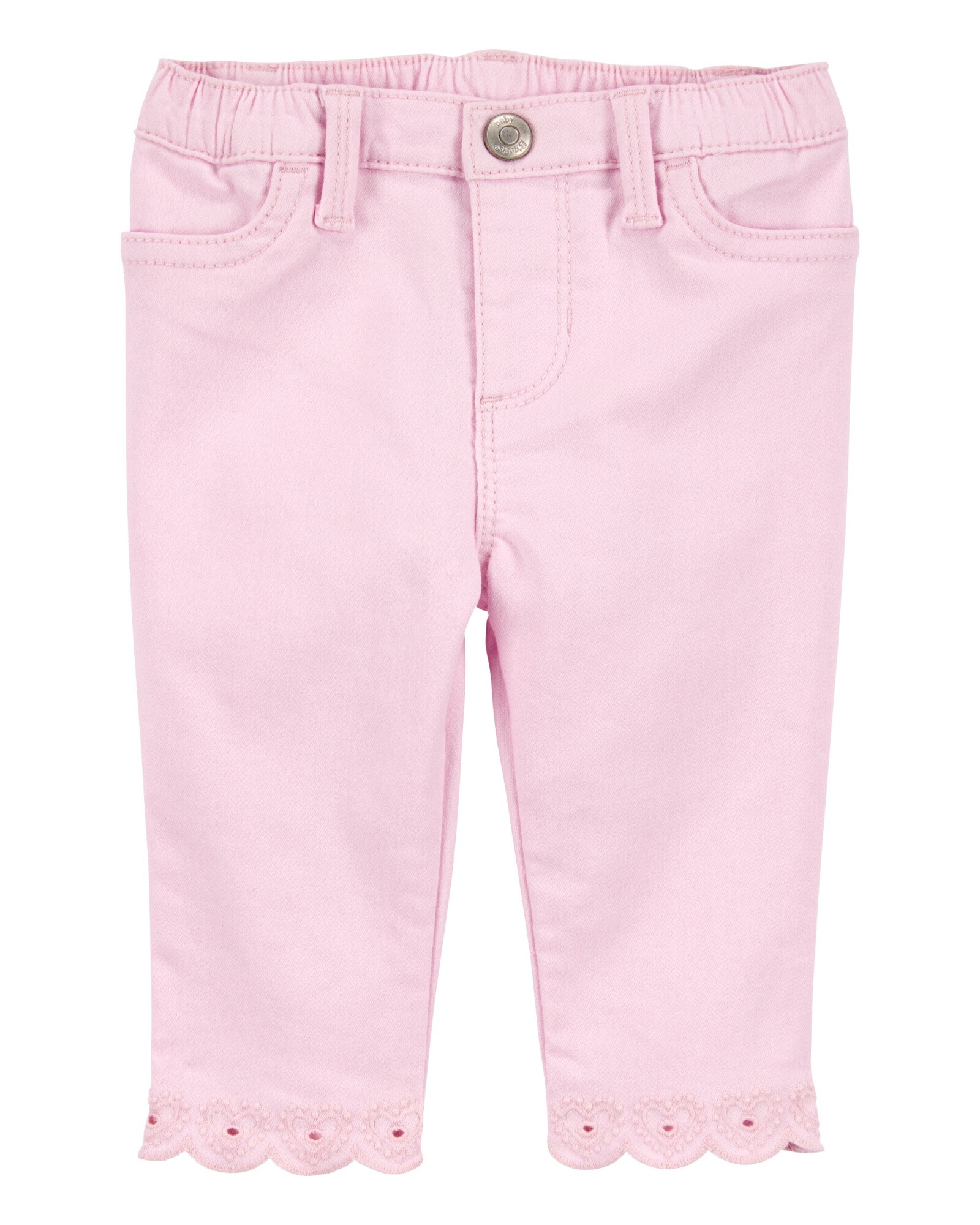 Pantalón de algodón, con dobladillo bordado Sin color