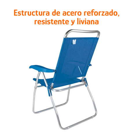 Set X2 Sillas Altas Reposeras Plegables 4Posiciones Aluminio Celeste