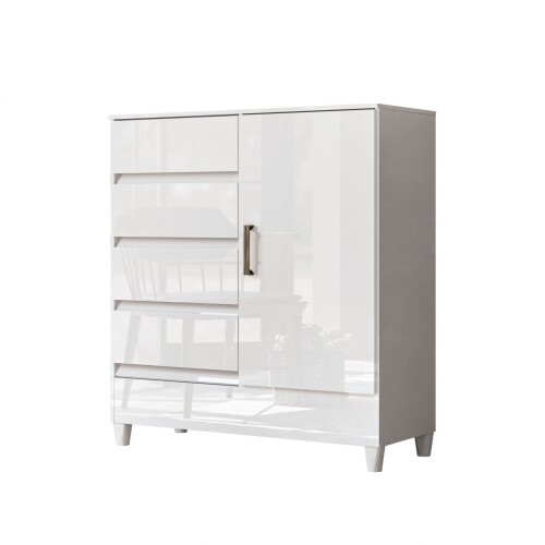 Comoda 1 puerta 4 cajones - Blanco - Linea FIT Comoda 1 puerta 4 cajones - Blanco - Linea FIT