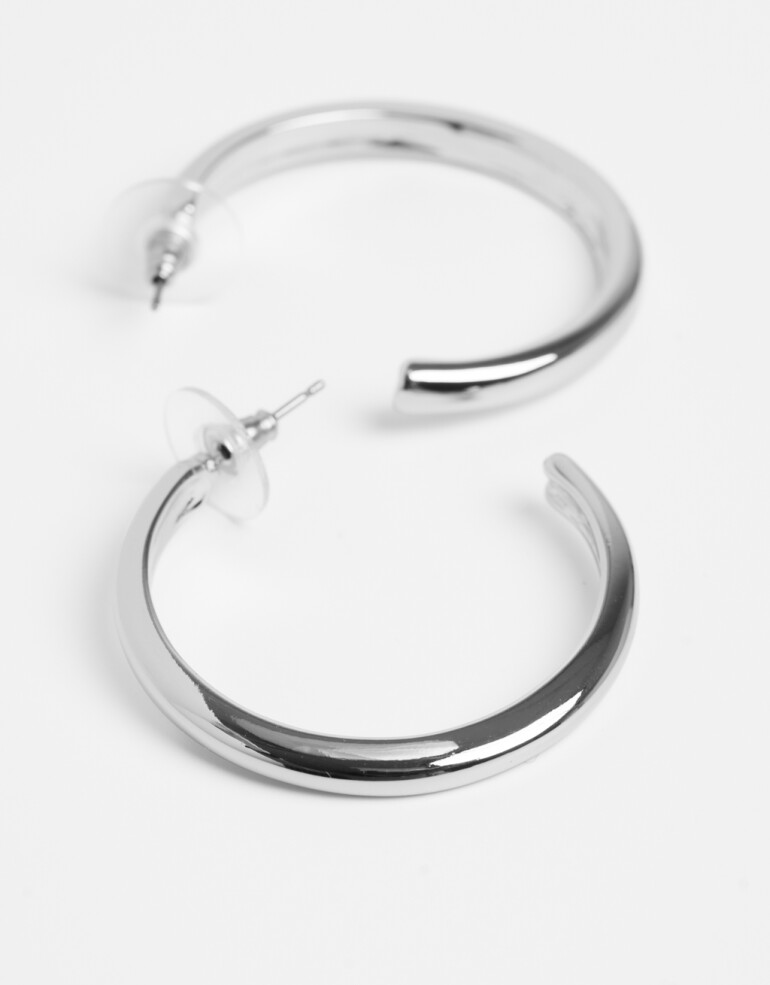 Aros Argollas Metal Argollas Metal Plateadas - Plateado