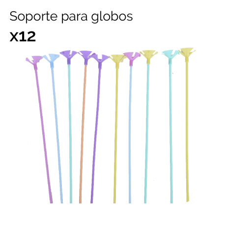 Soporte Para Globos X 12 Unidades Colores Surtidos Unica