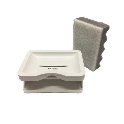 2x1 Jabonera y Porta esponja Blanco 12,5x8,5x5cm 2x1 Jabonera Y Porta Esponja Blanco 12,5x8,5x5cm