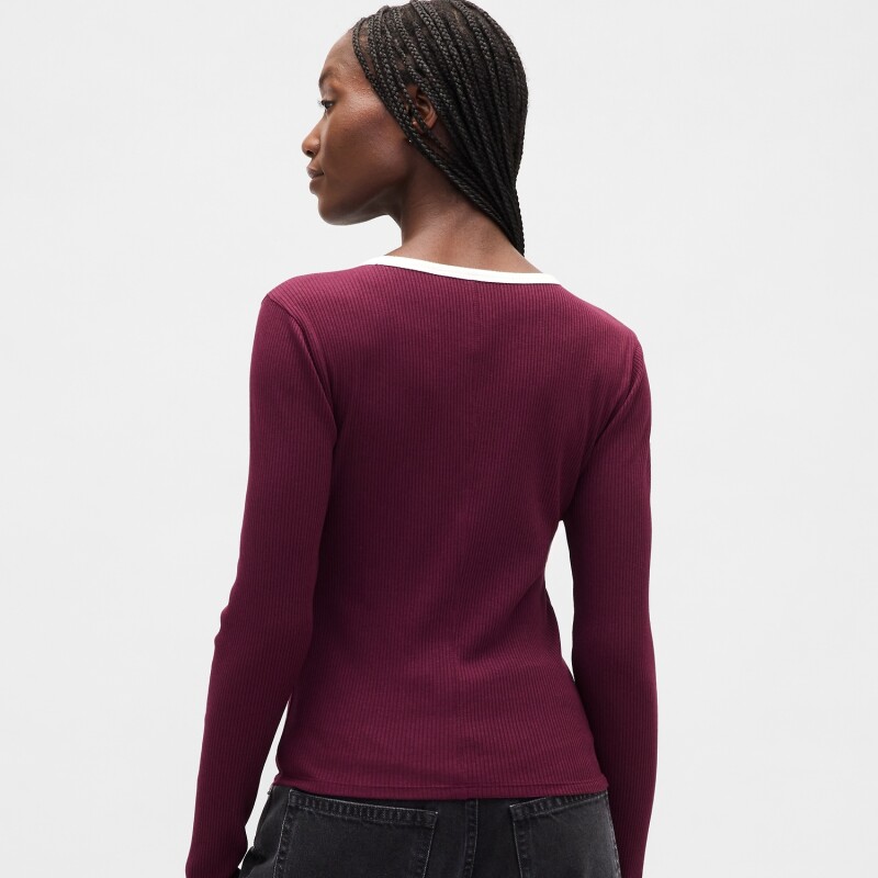 INTL LS MOD RIB CROP TEE TUSCAN RED