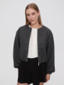 Campera Terry Gris Melange Oscuro