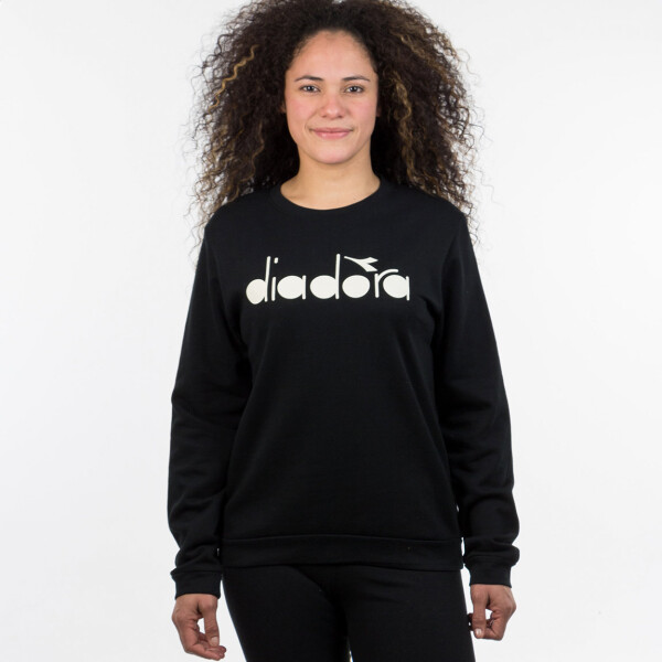 Diadora Buzo Ladies Crew Neck Sweater With Print Black Negro