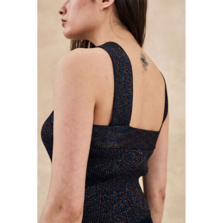 Top Cruzado Metalizado Negro