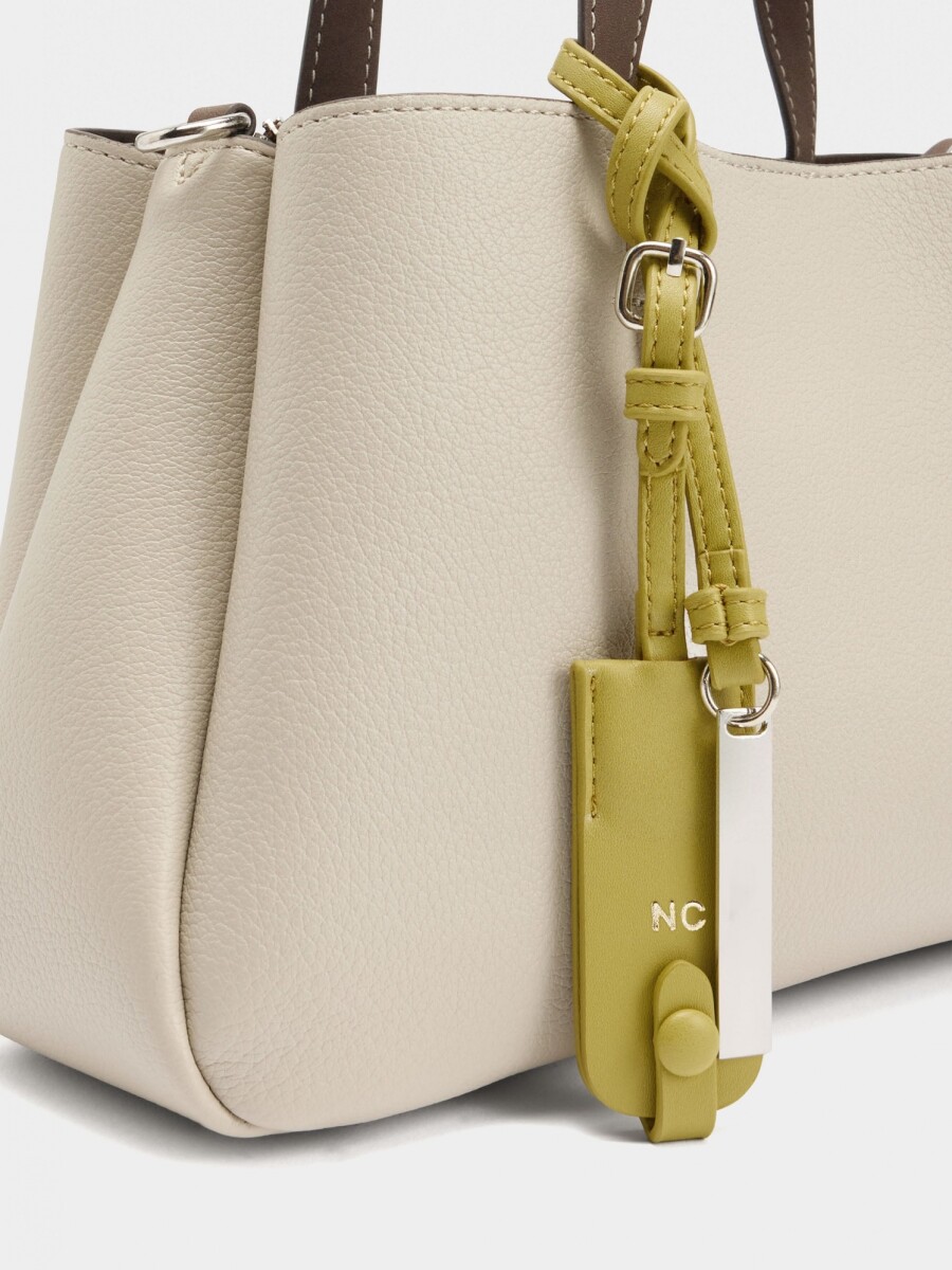 Bolso Tote Liso Con Colgante crudo