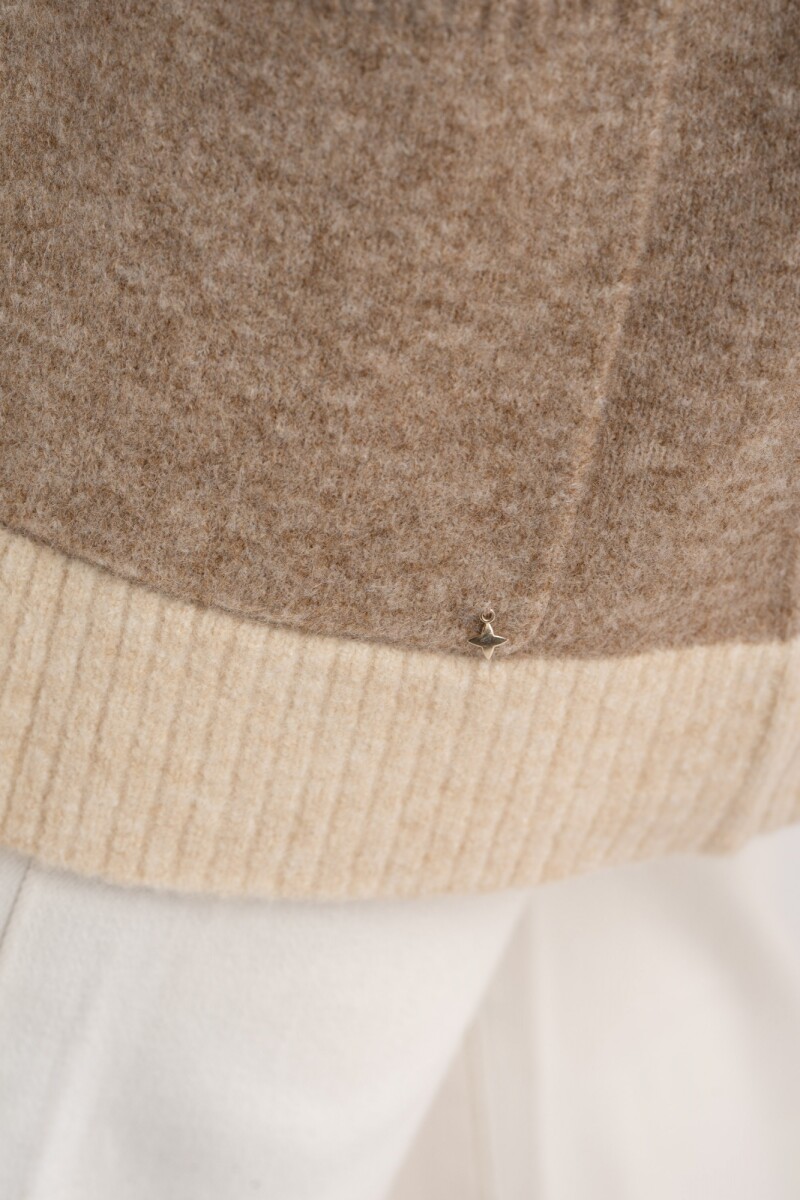 Cardigan Rayado Color Block Beige Melange