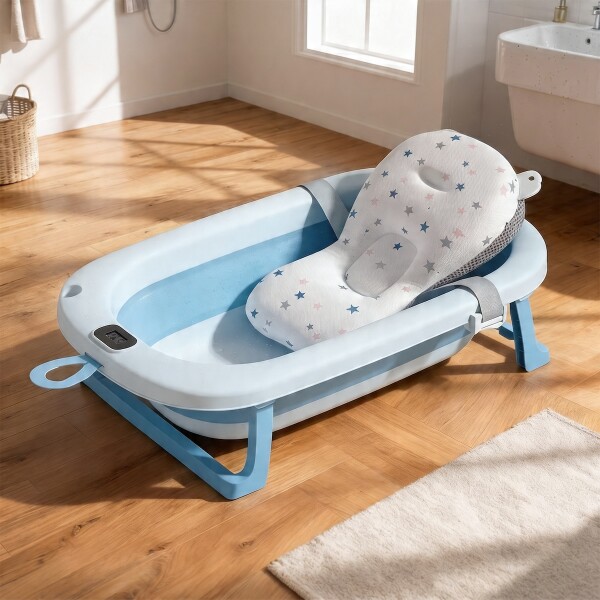 Bañito Plegable Cambiador Baño Con Sensor Temperatura Bañera Bebes Ducha Banito Imback Color Azul Bañito Plegable Cambiador Baño Con Sensor Temperatura Bañera Bebes Ducha Banito Imback Color Azul