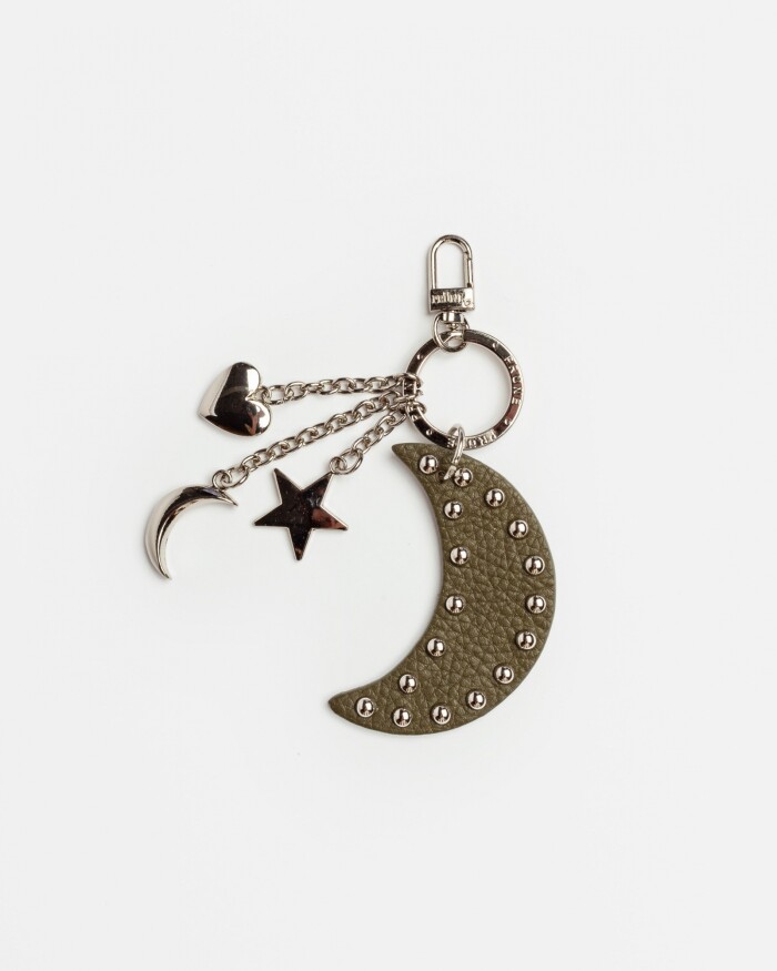 Llavero Starry Night en cuero graneado Verde